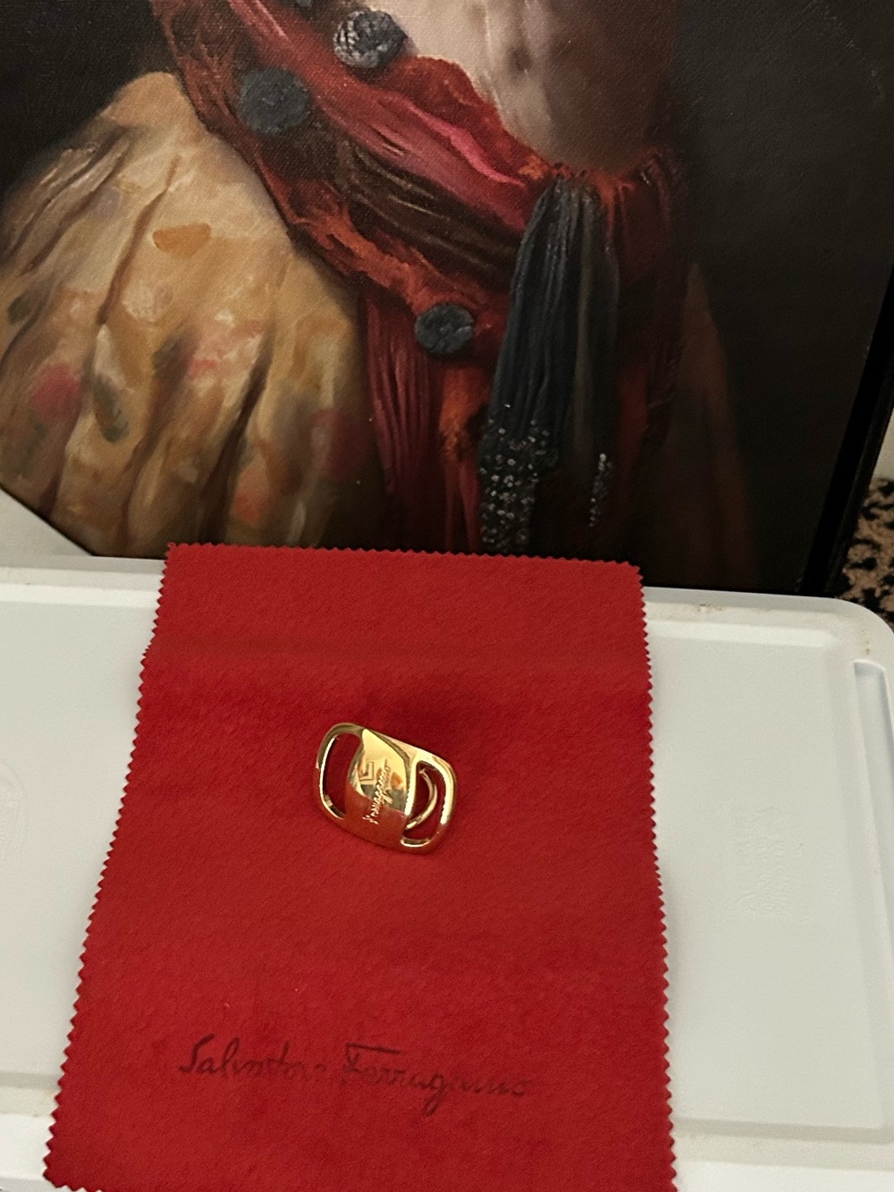 SALVATORE FERRAGAMO EUC Authentic Scarf Ring or Bag Charm with Cloth - Unisex - Picture 6 of 7